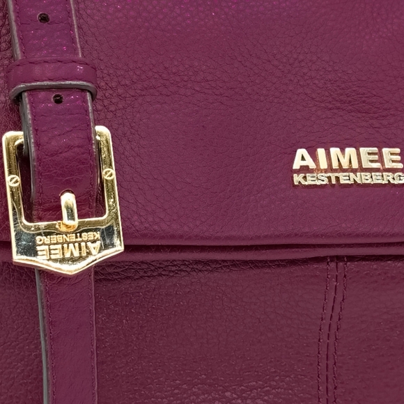 Aimee Kestenberg Double Entry Leather Bali Hobo Crossbody Shoulder Bag - Magenta - Picture 4 of 9